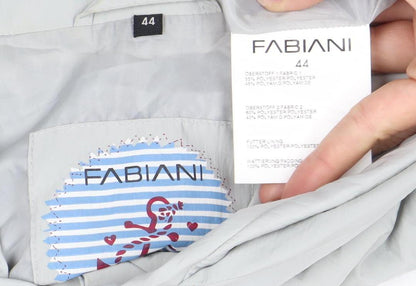 Fabiani Women Grey Hooded Rain Coat Jacket Size 16 Mid-Length