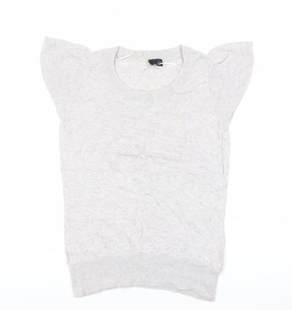 Divided Women’s Grey Size 14 Cotton Scoop Neck Flutter Sleeve T-Shirt