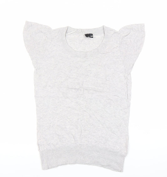 Divided Women’s Grey Size 14 Cotton Scoop Neck Flutter Sleeve T-Shirt