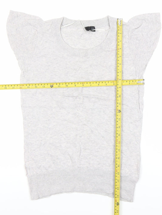 Divided Women’s Grey Size 14 Cotton Scoop Neck Flutter Sleeve T-Shirt