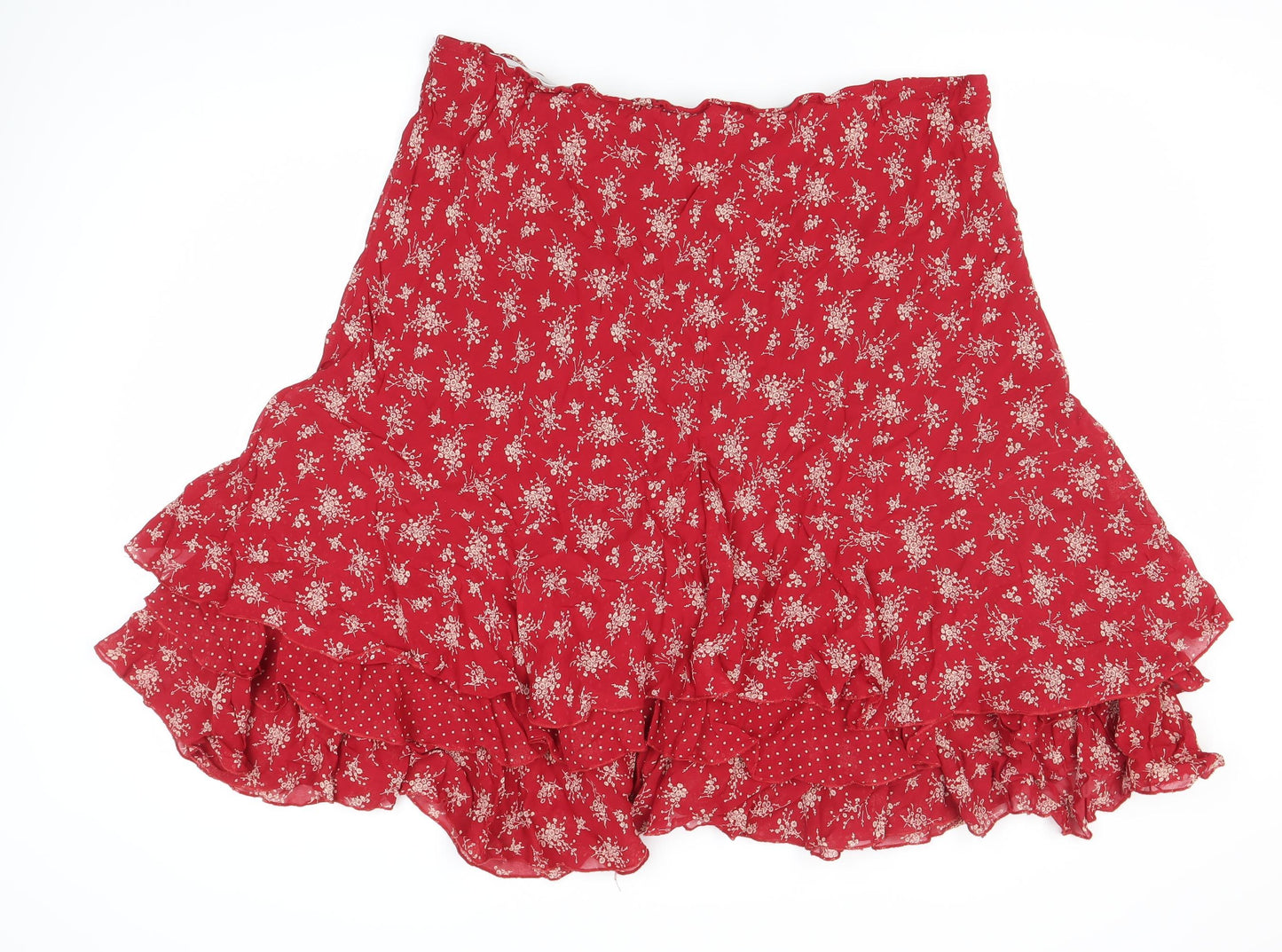 Marks and Spencer Women Red Floral A-Line Skirt Size 20