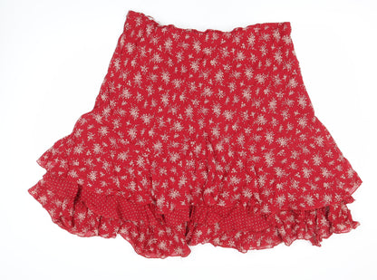 Marks and Spencer Women Red Floral A-Line Skirt Size 20