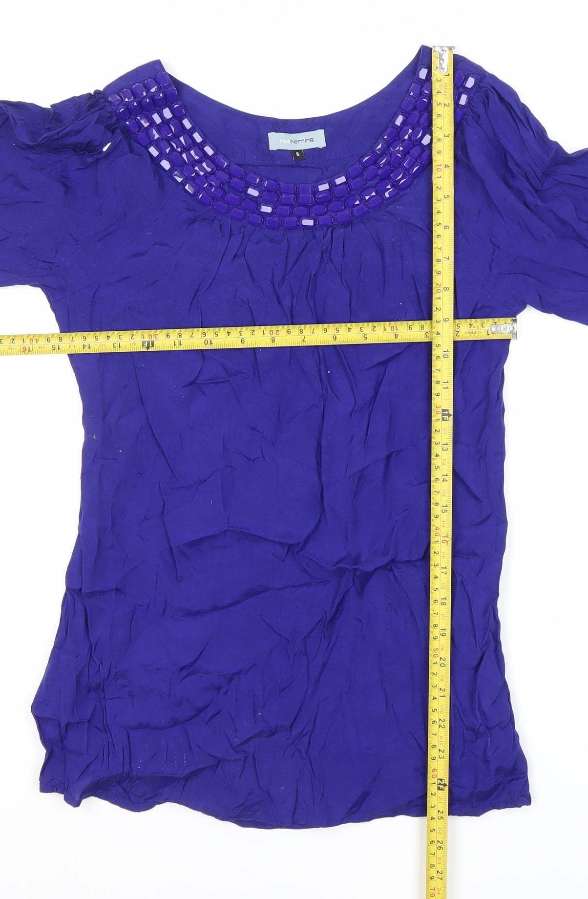 Womens UK Size 8 Red Herring Blue Tunic Blouse