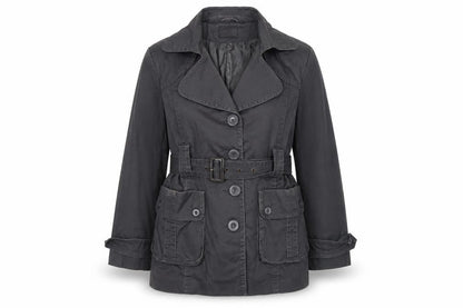 JO THIRTY Women's Black Trench Coat Size 22 Belted Mid-Length