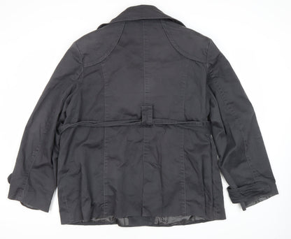 JO THIRTY Women's Black Trench Coat Size 22 Belted Mid-Length