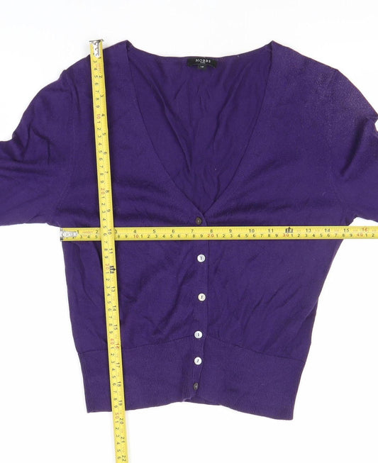 Hobbs Womens Purple Cotton V-Neck Cardigan Size 12