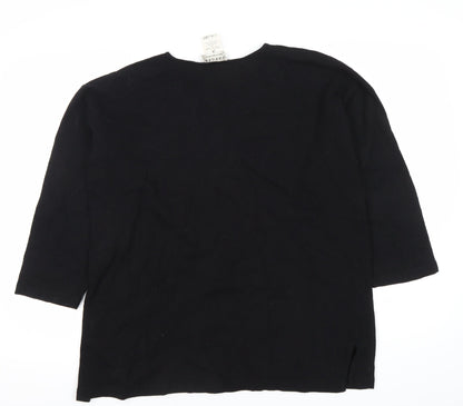 Jaeger Men’s Black Wool Viscose Pullover Jumper M 3/4 Sleeve