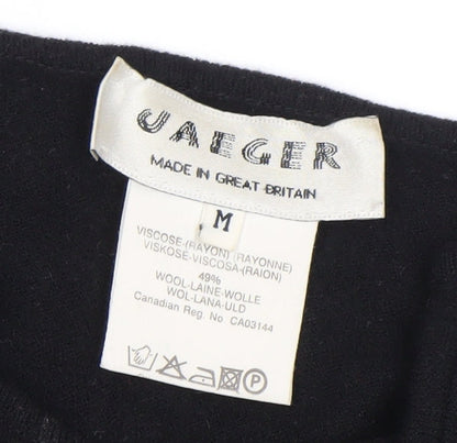 Jaeger Men’s Black Wool Viscose Pullover Jumper M 3/4 Sleeve