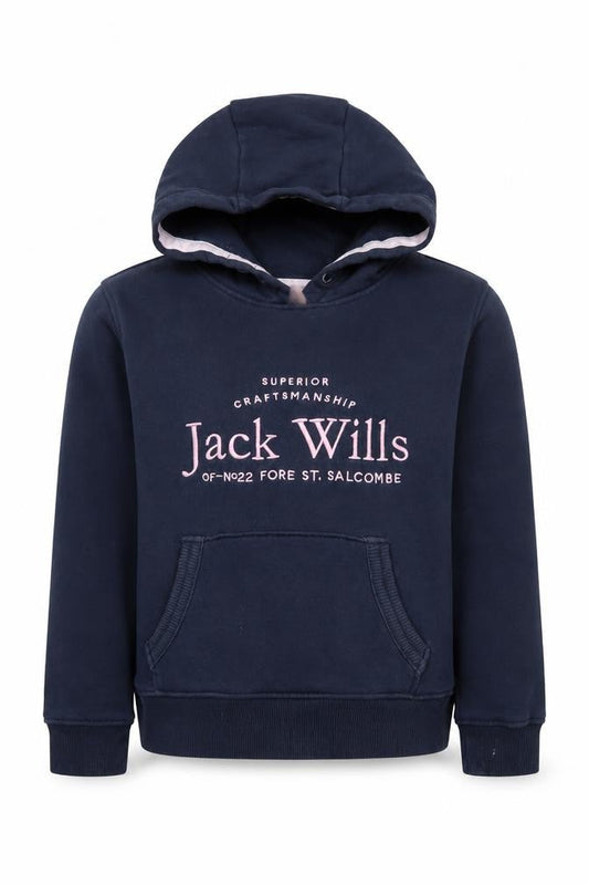 Jack Wills Girls Navy Blue Pullover Hoodie 9-10 Years Logo Graphic