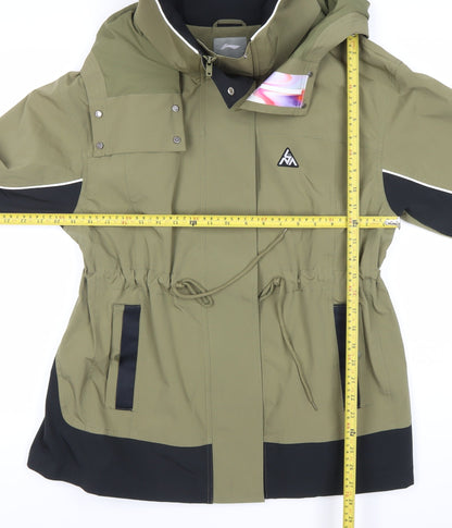 Li-Ning Womens Green Hooded Anorak Jacket Size S Mid-Length Outdoor