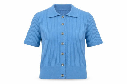 Womens UK Size M Marks and Spencer Blue Jersey Button-Up