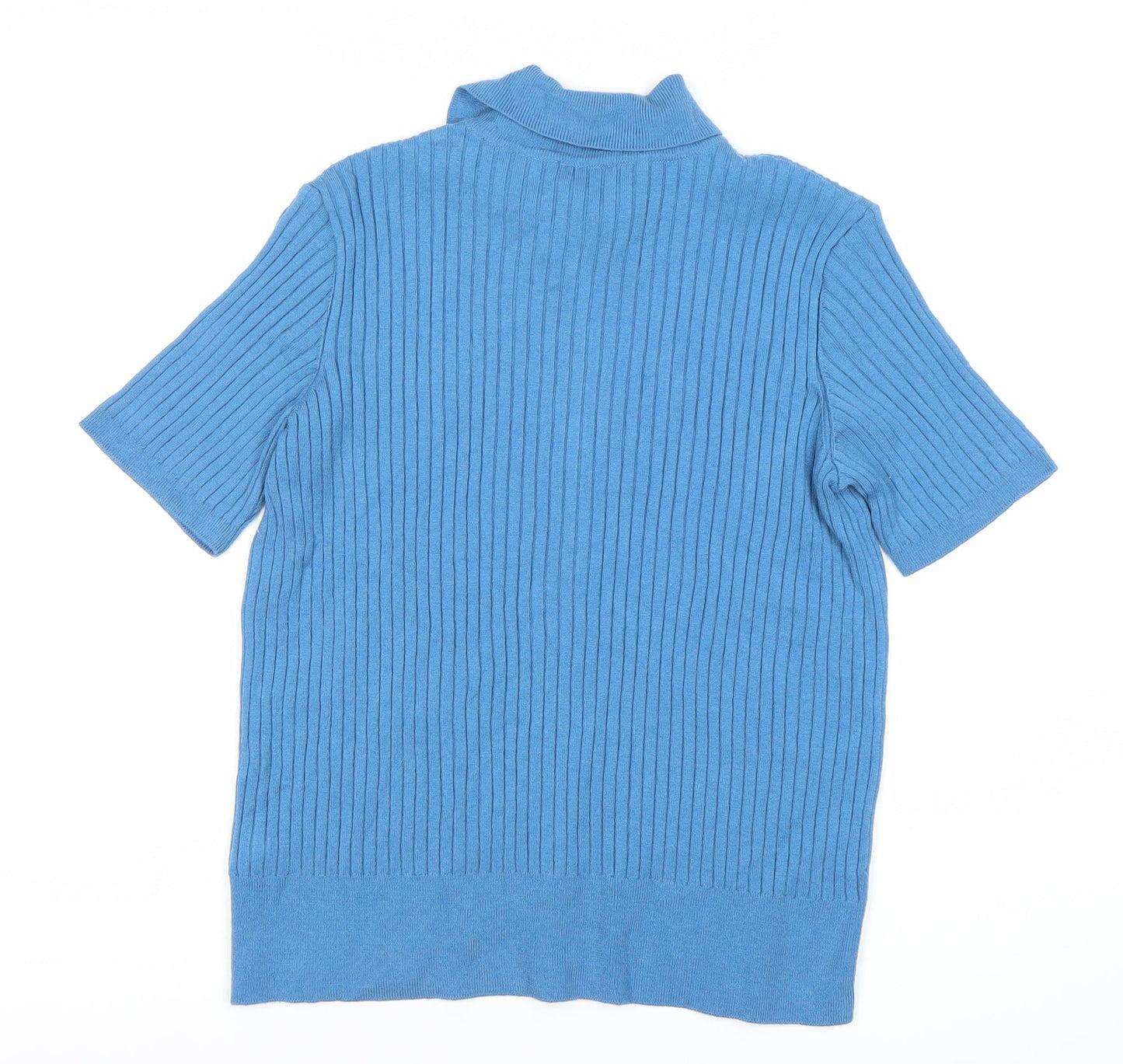 Womens UK Size M Marks and Spencer Blue Jersey Button-Up