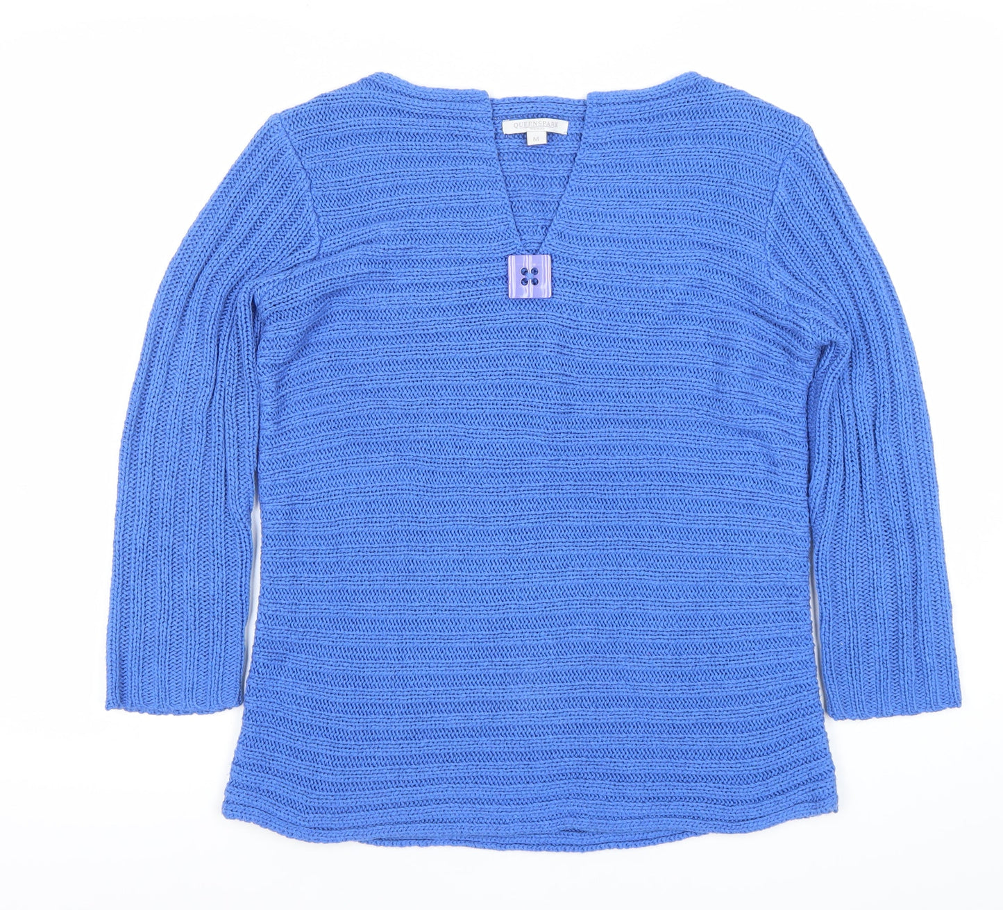 Queenspark Women’s Blue Acrylic V-Neck Pullover Jumper M