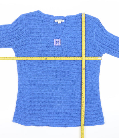 Queenspark Women’s Blue Acrylic V-Neck Pullover Jumper M