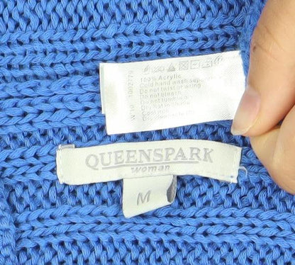 Queenspark Women’s Blue Acrylic V-Neck Pullover Jumper M