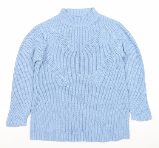 Damart Womens Blue Chunky Knit Mock Neck Jumper Size M