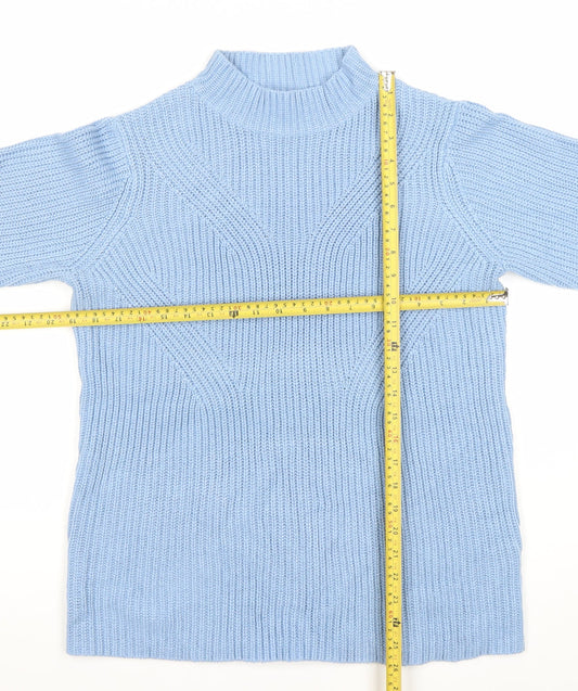 Damart Womens Blue Chunky Knit Mock Neck Jumper Size M