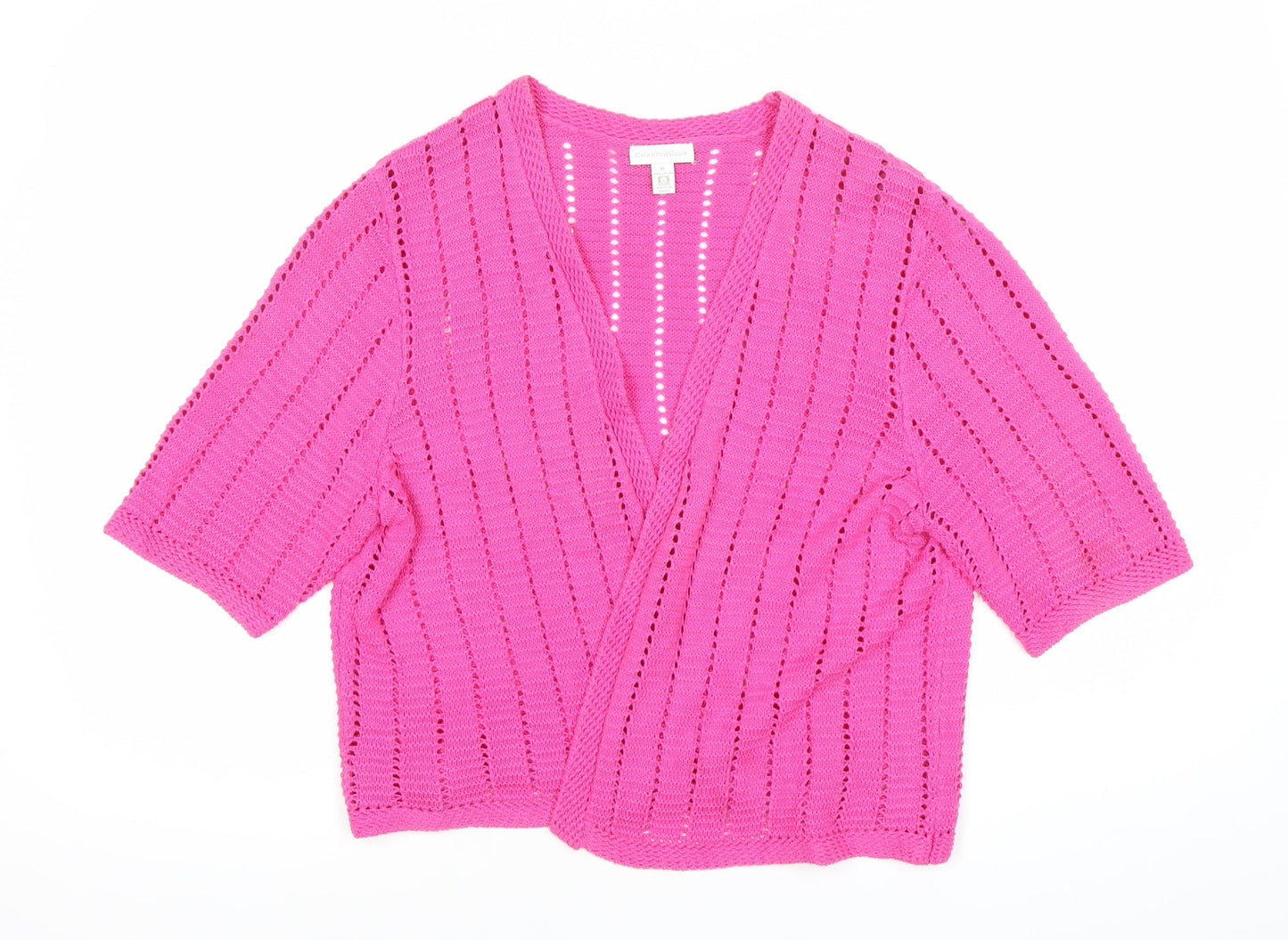 Charter Club Women’s Pink Open Knit Cotton Cardigan XL