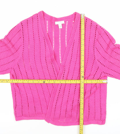 Charter Club Women’s Pink Open Knit Cotton Cardigan XL