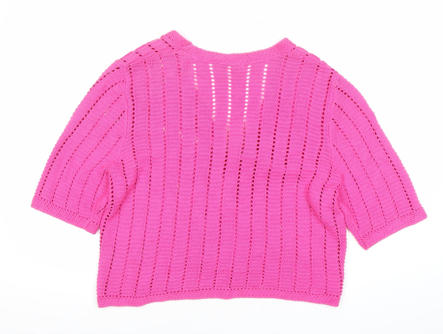 Charter Club Women’s Pink Open Knit Cotton Cardigan XL