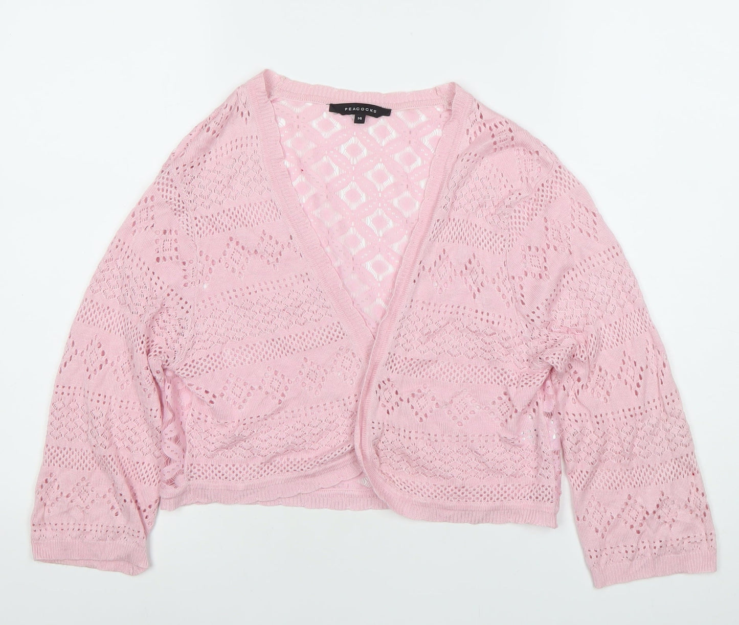Womens UK Size 14 Peacocks Pink Cropped Blouse