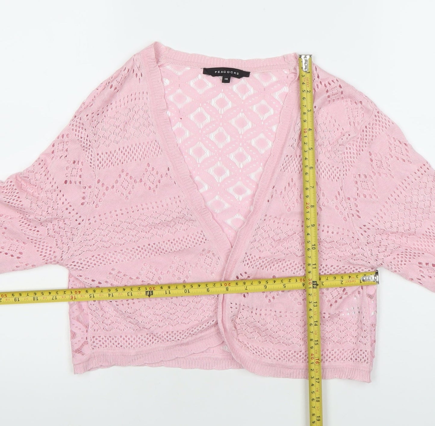 Womens UK Size 14 Peacocks Pink Cropped Blouse