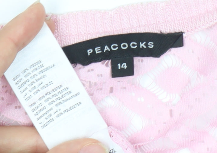 Womens UK Size 14 Peacocks Pink Cropped Blouse