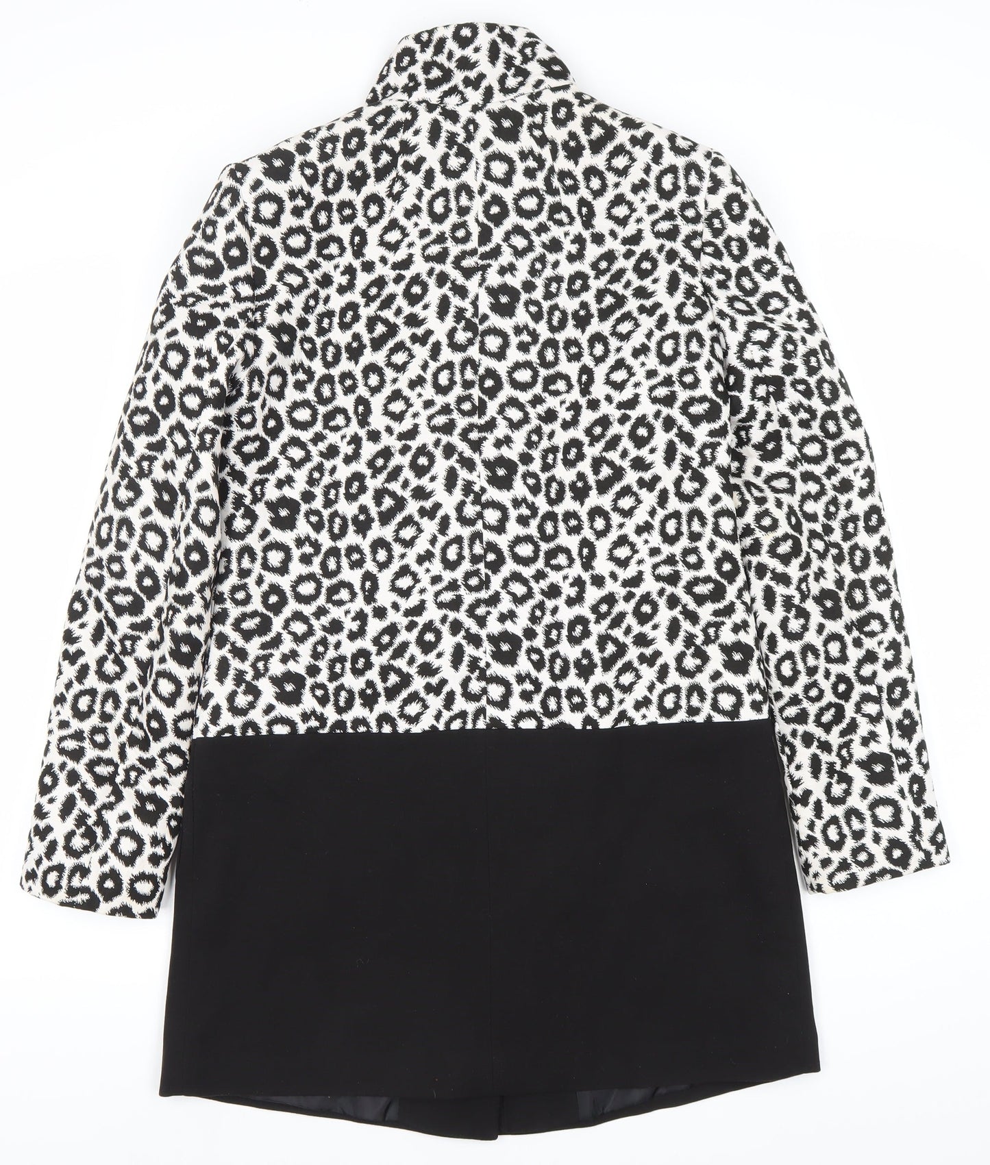 George Women’s Black White Leopard Print Coat Size 10 Mid-Length