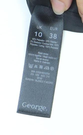 George Women’s Black White Leopard Print Coat Size 10 Mid-Length