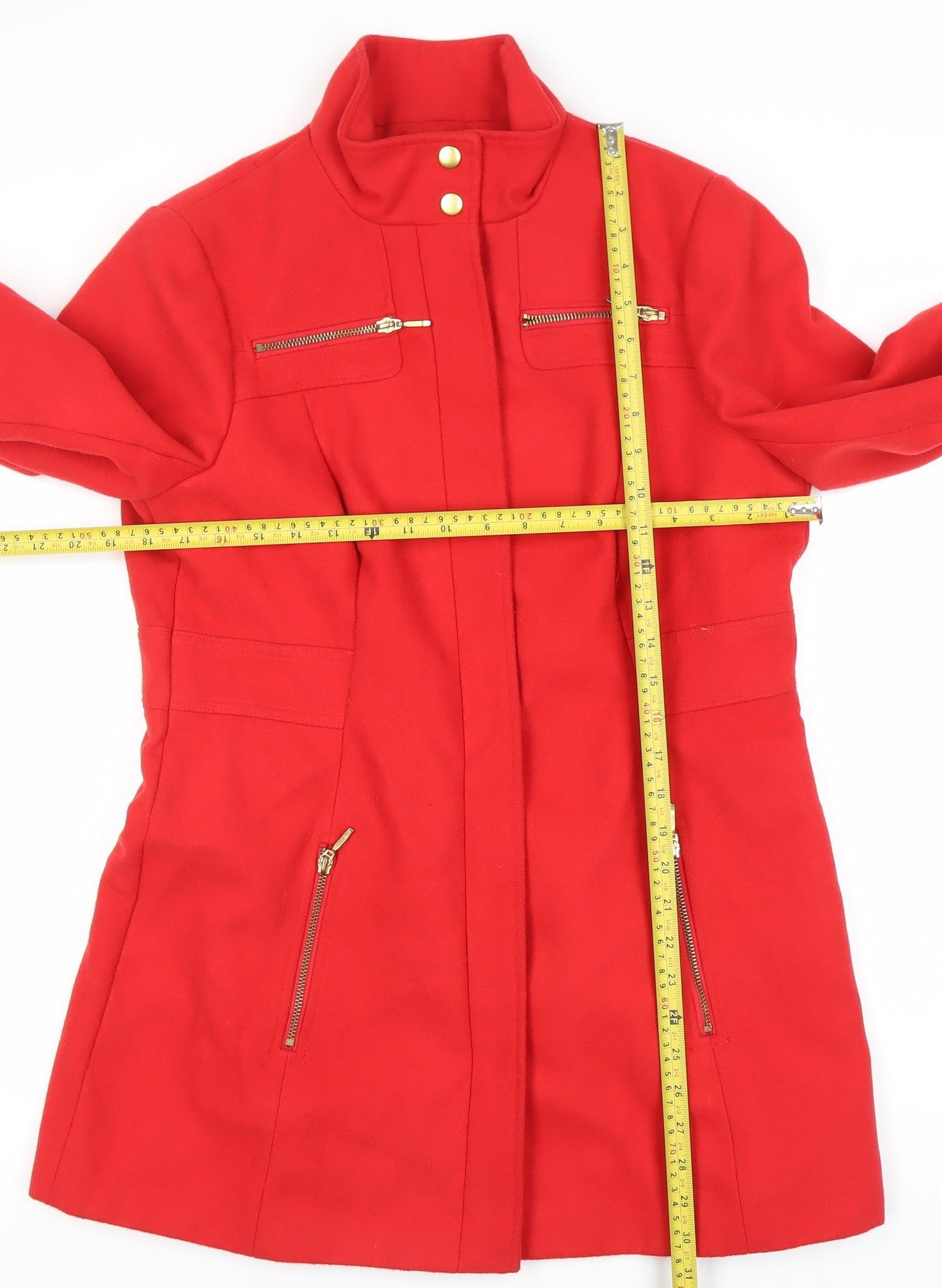 George Women’s Red Military Style Mid-Length Coat Size 14