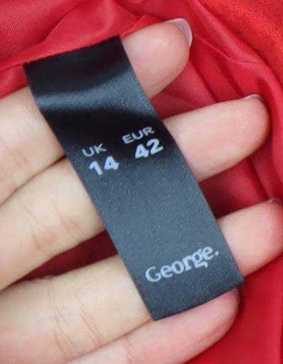 George Women’s Red Military Style Mid-Length Coat Size 14