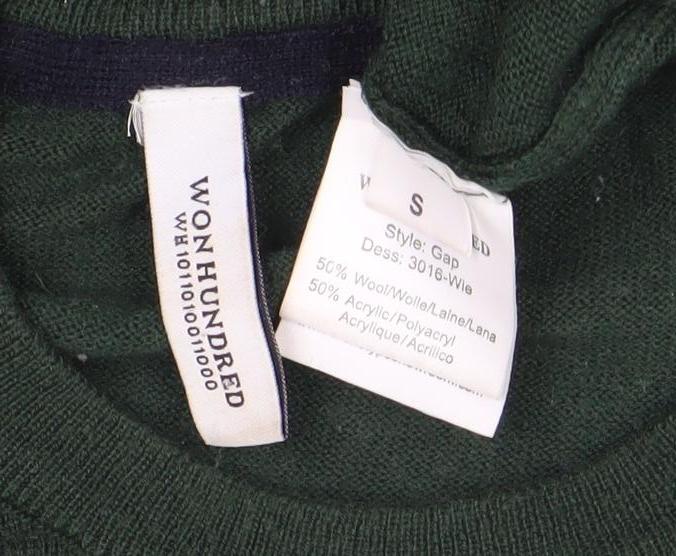 Won Hundred Mens Green Wool Blend Crew Neck Jumper Pullover S