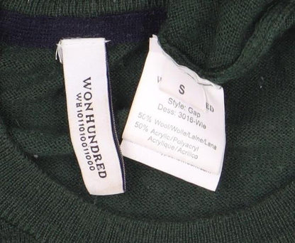 Won Hundred Mens Green Wool Blend Crew Neck Jumper Pullover S