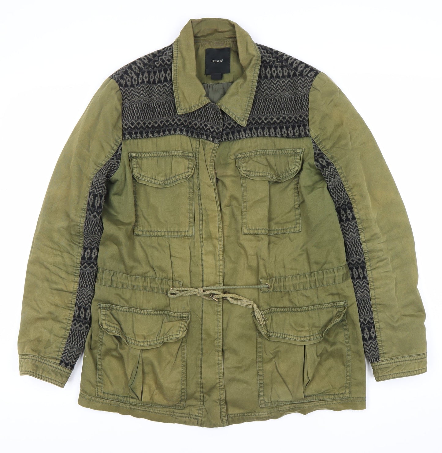 Womens UK Size 12 FOREVER 21 Green Military Jacket