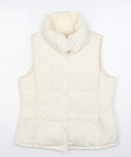 Forever 21 Women's Ivory Puffer Waistcoat Gilet M Sleeveless Casual