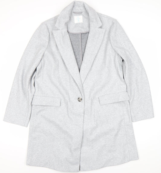 Primark Women’s Grey Mid-Length Single Breasted Overcoat M