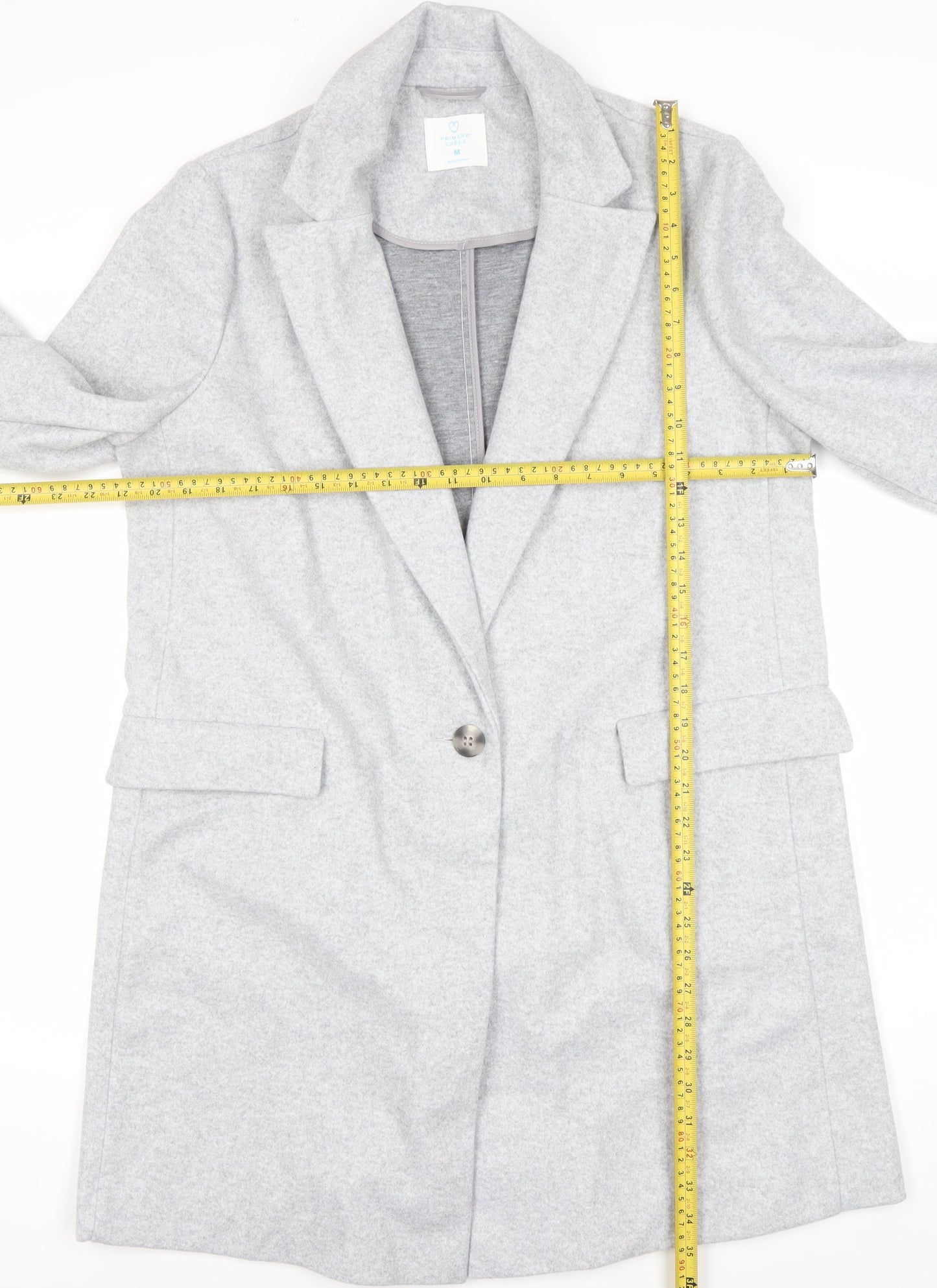Primark Women’s Grey Mid-Length Single Breasted Overcoat M