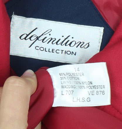 Definitions Collection Womens Red Jacket Size 14 Casual Mid-Length