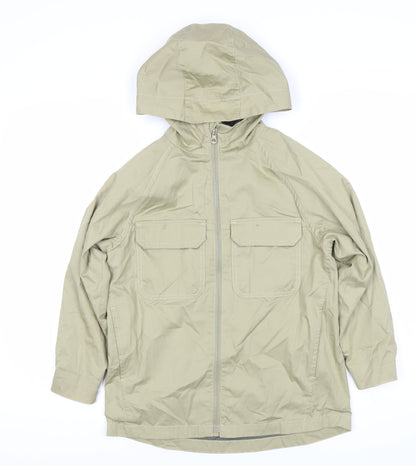 Zara Boys Beige Hooded Parka Jacket Size 9 Years Cotton Casual