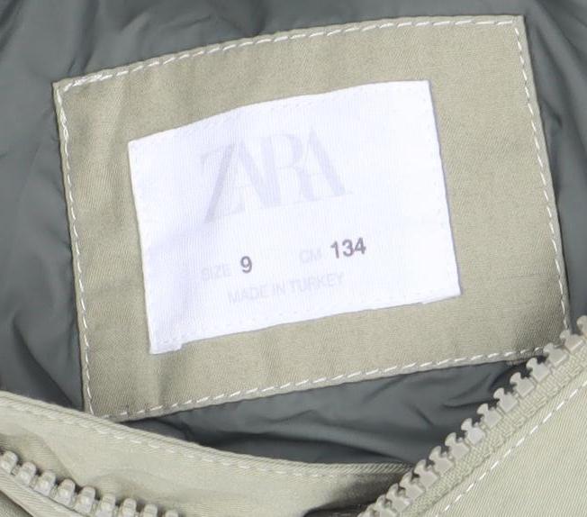 Zara Boys Beige Hooded Parka Jacket Size 9 Years Cotton Casual