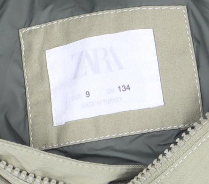 Zara Boys Beige Hooded Parka Jacket Size 9 Years Cotton Casual