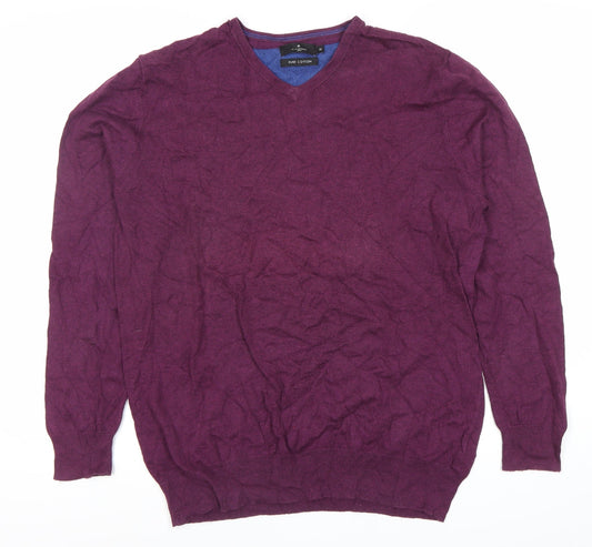 Jeff Banks Men's Purple Cotton V-Neck Pullover Jumper Size M
