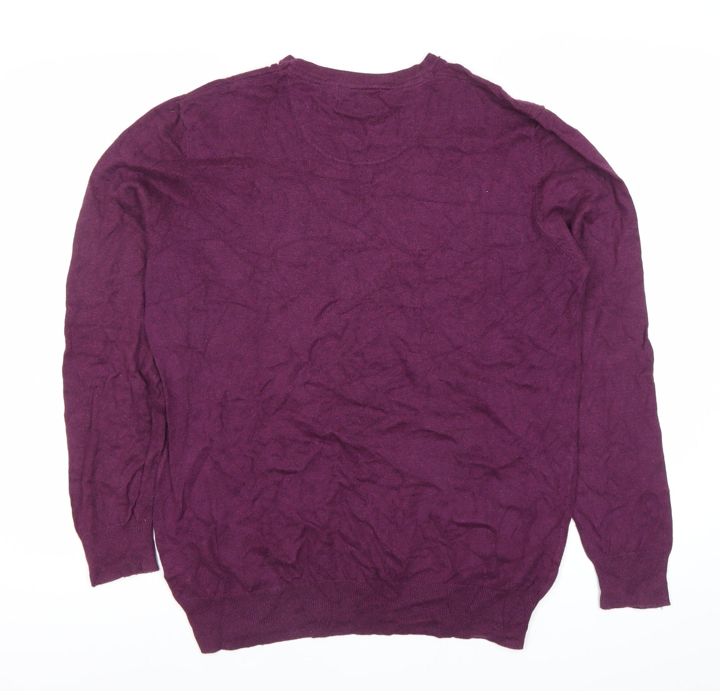 Jeff Banks Men's Purple Cotton V-Neck Pullover Jumper Size M