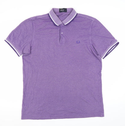 Fred Perry Men's Purple Slim Fit Polo Shirt L Cotton Casual