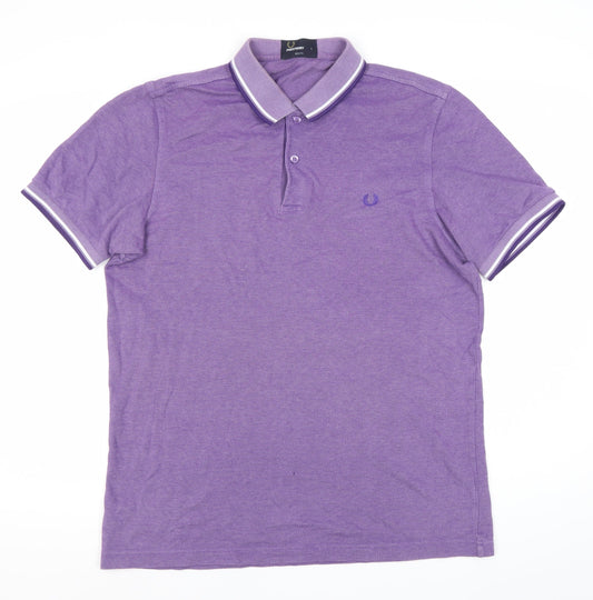 Fred Perry Men's Purple Slim Fit Polo Shirt L Cotton Casual
