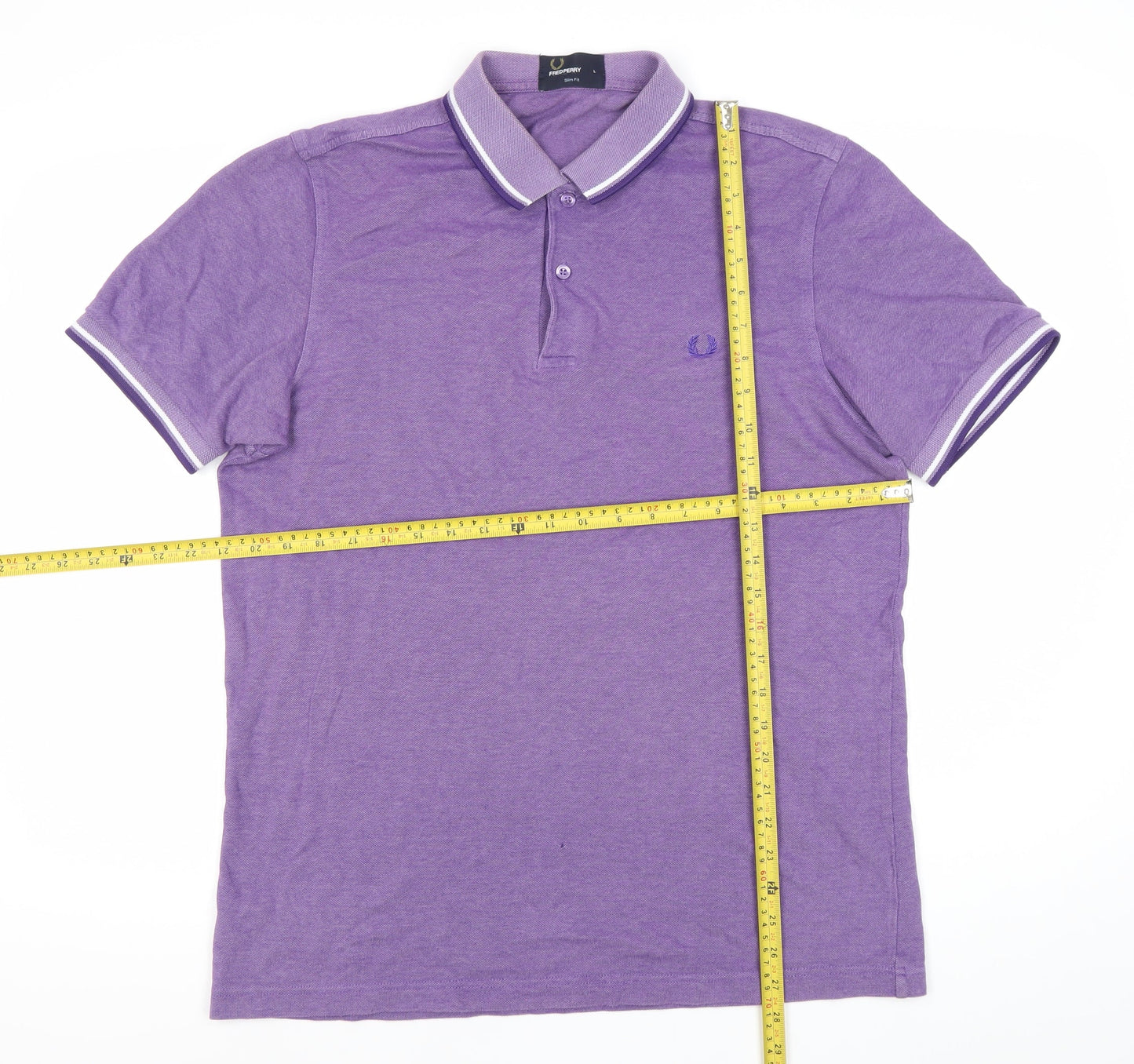 Fred Perry Men's Purple Slim Fit Polo Shirt L Cotton Casual