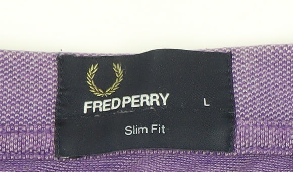 Fred Perry Men's Purple Slim Fit Polo Shirt L Cotton Casual