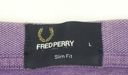 Fred Perry Men's Purple Slim Fit Polo Shirt L Cotton Casual