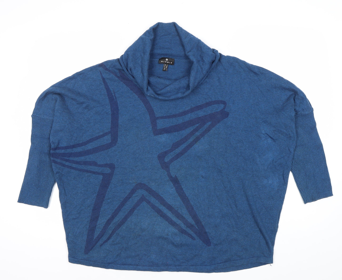 Womens UK Size L Marble Blue Pullover Jumper