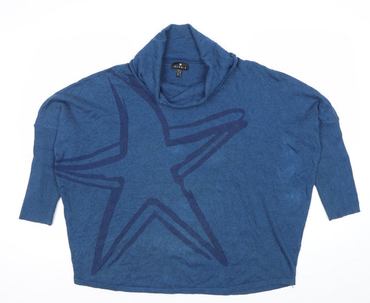 Womens UK Size L Marble Blue Pullover Jumper